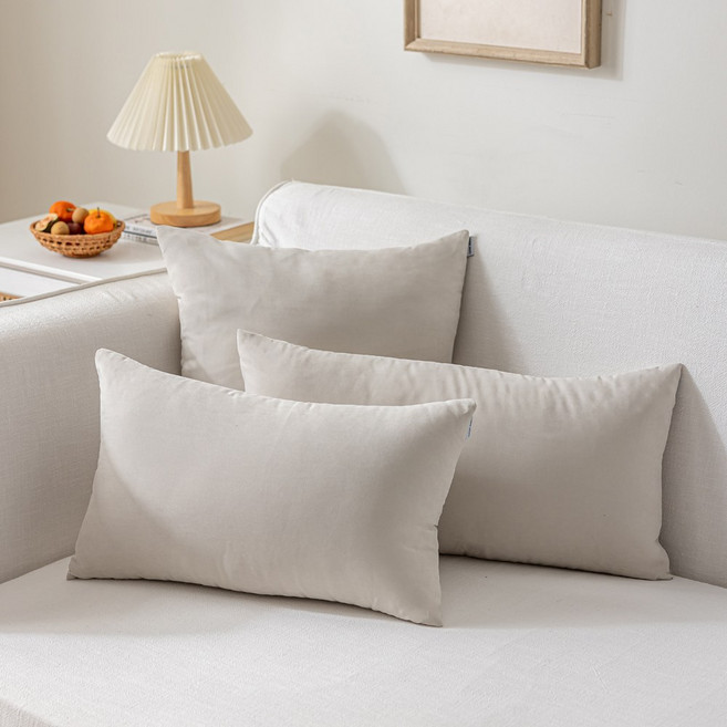 [생활방수] 커버무드 옥스포드 소파 쿠션 + 솜 포함, 샌드 아이보리