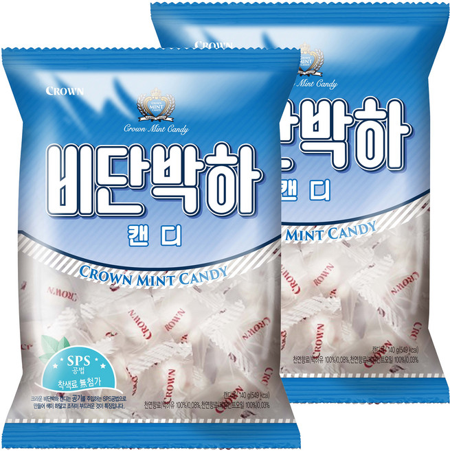크라운 비단박하캔디, 140g, 2개