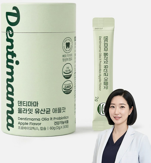 [치과의사 개발] 덴티마마 올라잇 유산균 애플맛, 60g, 1개