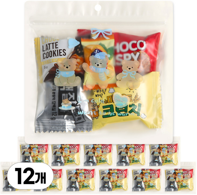 한봄 미니 간식꾸러미 소포장 과자 단체선물 개별포장, 12개, 1봉