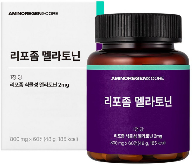 아미노리젠 코어 리포좀 식물성 멜라토닌 식약처 HACCP 인증, 1박스, 60정