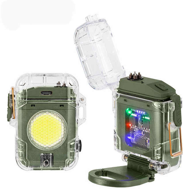 LED ARC플라즈마 전기 라이 터 마그네틱 홀더 랜턴 겸용 듀얼 아크 라이트 후레쉬 충전용 USB c타입 충전 라이 타, ARC 플라즈마 전기라이터-국방, 1개