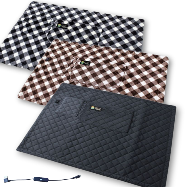 국산 USB 무선 전기담요 극세사 휴대용 발열 사무실 전기요, 1.체크블랙