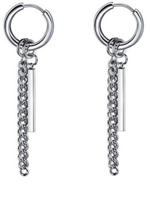 에르모사제이 맨즈 ME008 써지컬 스틸 체인 링귀걸이 스틱바 남자 피어싱 귀걸이