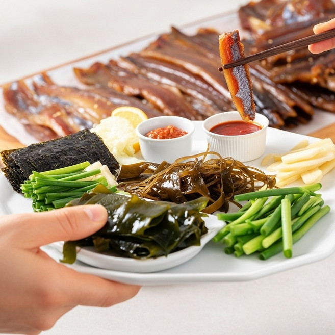 [친정아빠] 구룡포 과메기 야채세트, 1세트, 과메기5마리(10쪽)+야채세트