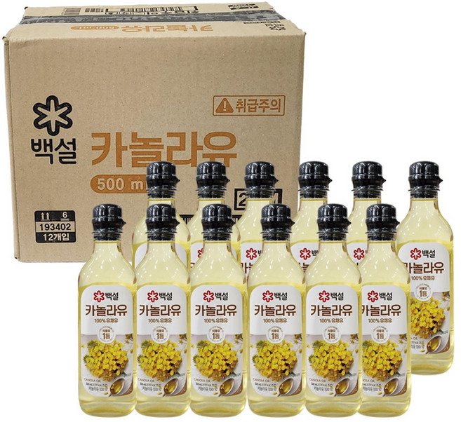백설 카놀라유 500ml, 12개