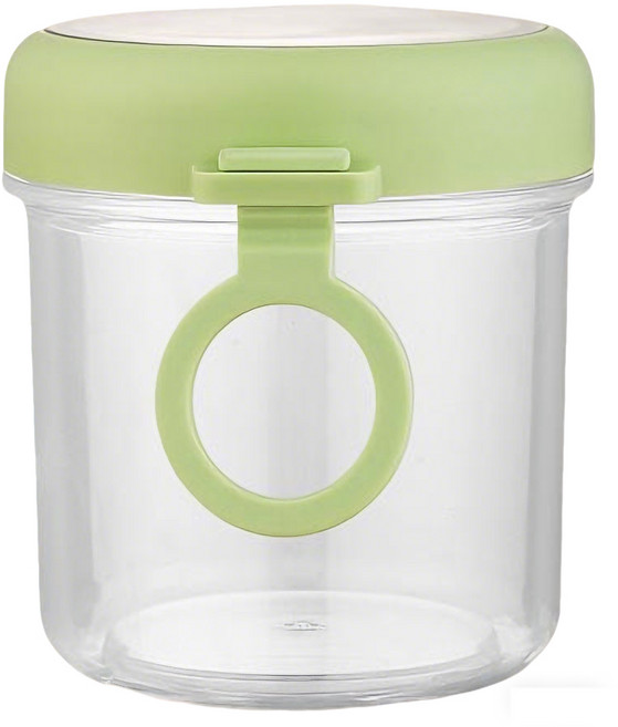 便攜帶勺優格燕麥杯 密封防潮 矽膠掛環, 綠色500ml, 1個