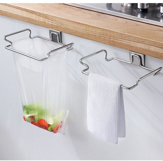 주방 쓰레기봉투 걸이 거치대 스테인레스 비닐걸이 홀더, 2개