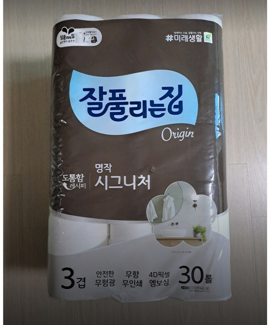 잘풀리는집 명작 시그니처 3겹 두루마리 휴지, 27m, 30롤, 8개