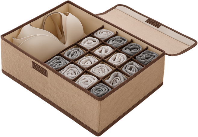 루비홈 프리미엄 속옷 양말 정리함 커버형, 베이지