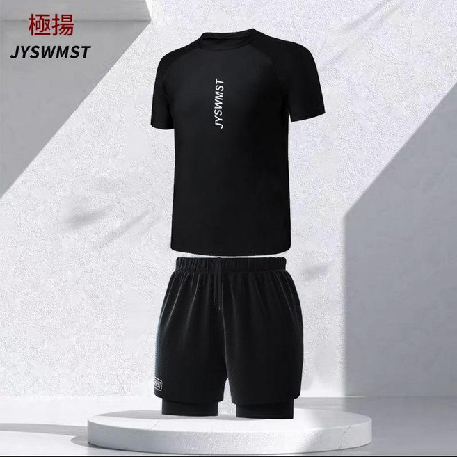 JYSWMST 男款專業泳衣套裝, 80818 813 黑色套裝