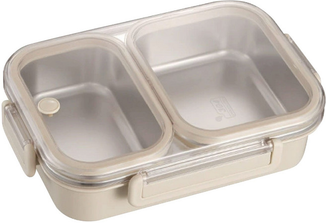 雙層分隔便當盒 獨立密封防漏, 【米白2格】304不鏽鋼可微波, 1個