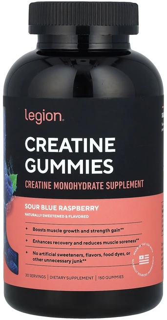 Legion Athletics Creatine Gummies Sour Blue Raspberry 150 Gummies, Legion Athletics, Creatine Gum, 1개 - 쿠팡