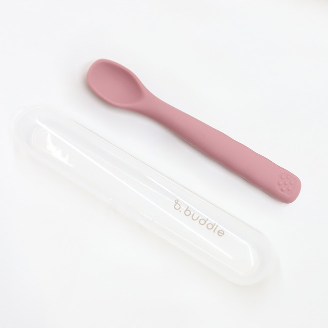 버들 치발기 실리콘 초기이유식스푼 케이스세트 초기 중기 자기주도 아기 수저 숟가락, 1개, 로지탄