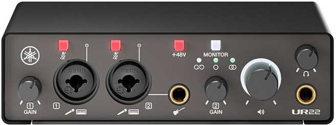 야마하 in out USB 오디오 MIDi 인터페이스 32비트 192kHz 지원 2개의 콤보 입력 DSP 기반 믹싱 이펙트 Steinberg 소프트웨어 스위트 블랙 URX22C, UR22MK3, Black