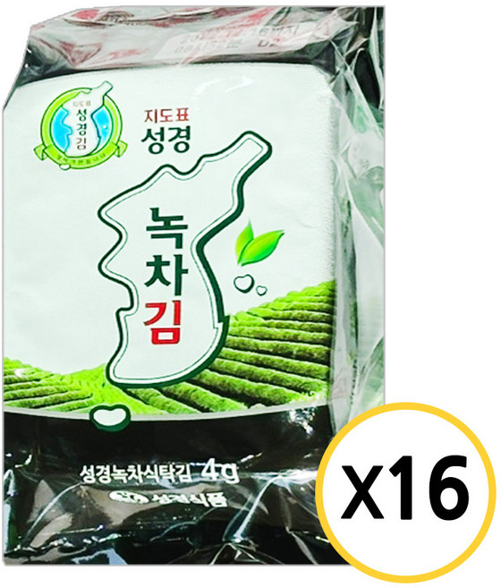 [현대프리마켓] 성경김 녹차 식탁김, 4g, 16개