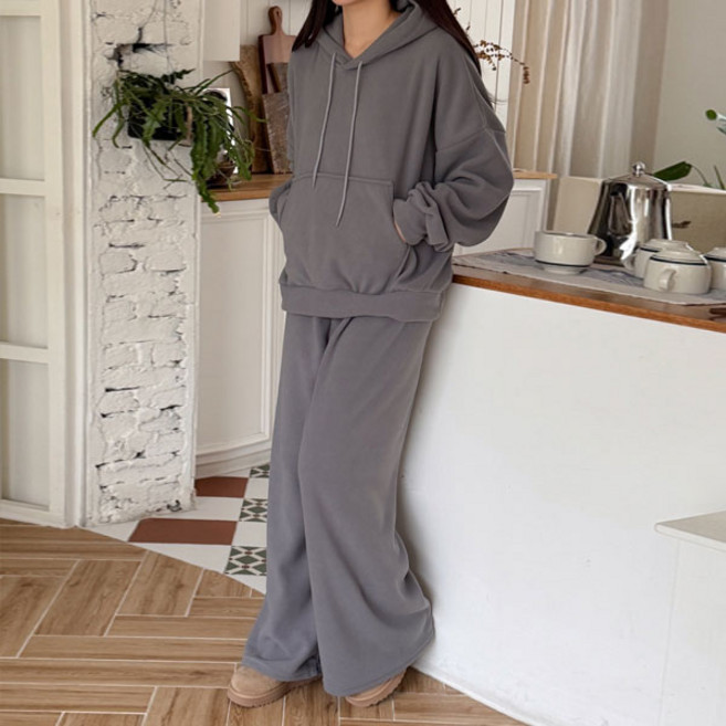 마이쏭 여성 빅사이즈 기모세트 와이드팬츠 오뜨후리스후드맨투맨세트(기모)