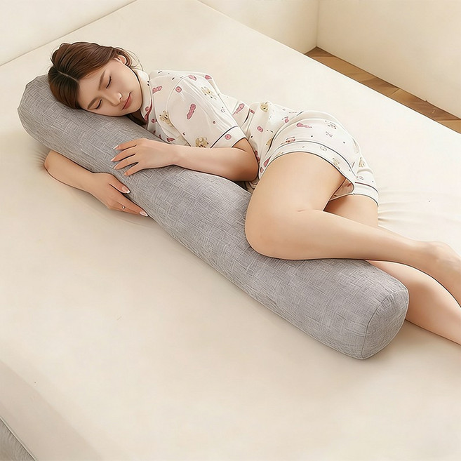 Niftynest 롱쿠션 바디필로우 쿨링감 롱배게 여름 쿨링 긴베개 긴쿠션베개 통기성 발톱 방지 안고자는 긴베개 일자형(솜포함), 그레이