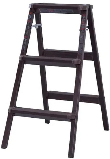 일본 스타일 접이식 사다리 스툴 다기능 헤비 듀티 알루미늄 스텝 나무 질감 공간 절약형, 1개