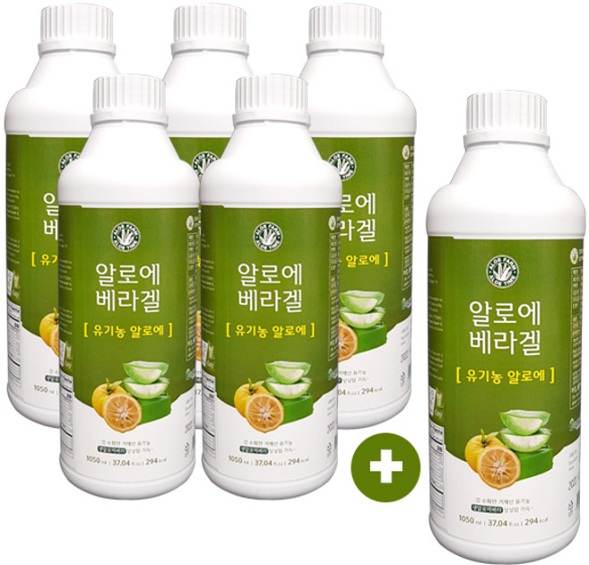 거제 농장 알로에베라겔 (1050ml 5병+1병) 먹는 알로에, 6개, 1.05L