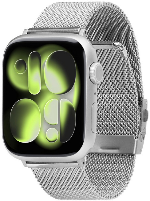 apin 애플워치 11 10 9 SE 메탈 스트랩 밀레니즈 시계줄, 1개, 실버