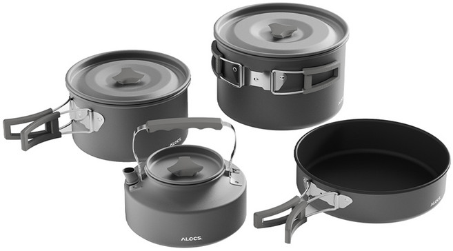 알록스 야외 냄비 4종 세트 CW-C78, 1개, 그레이