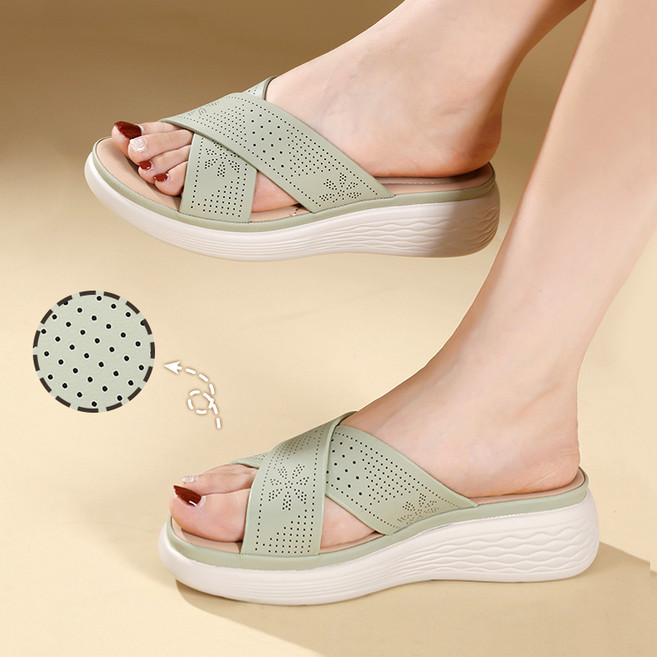 Modern Fashion 여성 발편한 스트랩 샌들 펀칭 슬리퍼 X182