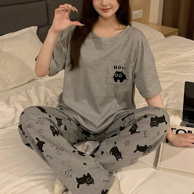 올해브 여성 파자마 잠옷 상하의 세트 반팔 반바지 긴바지 사계절 홈웨어