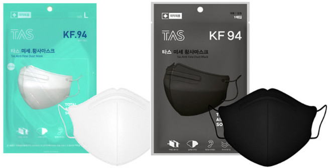 KF94 타스플러스 미세황사 마스크 대형 50매, 화이트