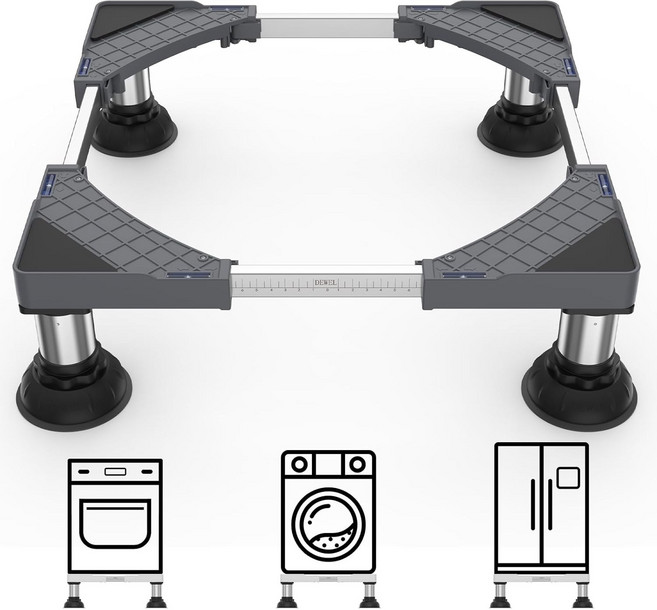 다용도 흡착식 세탁기 받침대 건조기 스탠드 가구 높이 조절 미끄럼 방지 기능, 1개, 그레이