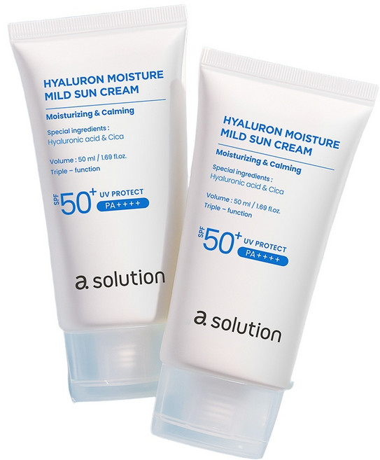 닷솔루션 에이솔루션 히알루론 수분 마일드 선크림 SPF50+ PA++++, 50ml, 2개