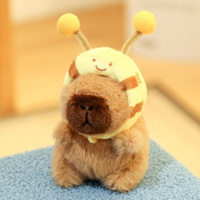 카피바라 키링 인형 가방걸이 가방키링 캐릭터 차량 열쇠고리, 꿀벌모자, 1