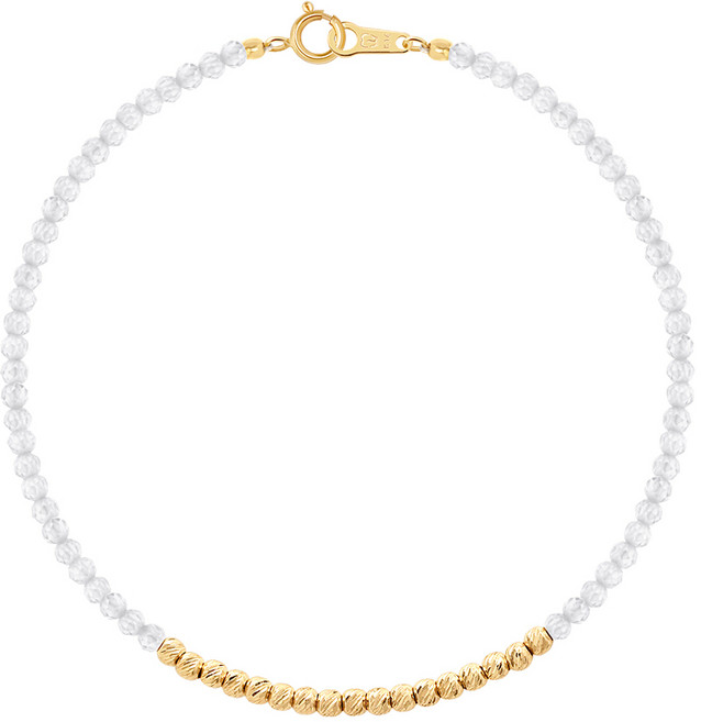 [골드팡] 14k 화이트퓨어글라스 팔찌 (당일도착) 데일리 여성용 레이어드추천 우정팔찌 원석 골든볼포인트 기념일 생일 선물 추천