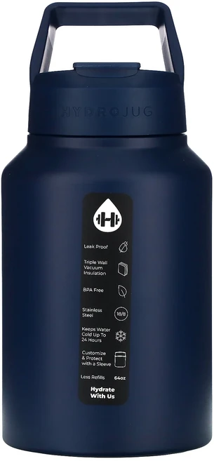 HydroJug 스테인리스 스틸 저그 네이비 64oz, 1개 - 쿠팡
