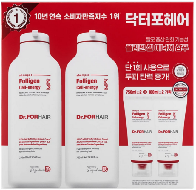 닥터포헤어 폴리젠 셀에너지 샴푸 750ml x 2개 + 100ml x 2개 코스트코, 1.7L, 1개, 1. 닥터포헤어 폴리젠 샴푸 셀에너지
