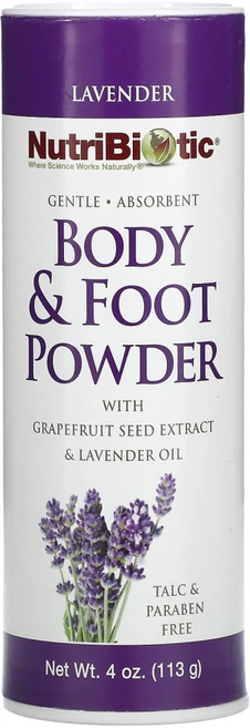 NutriBiotic 자몽씨 추출물과 라벤더 오일이 함유된 바디 풋 파우더 라벤더 113g(4oz) 2팩, 1개, 113g - 쿠팡