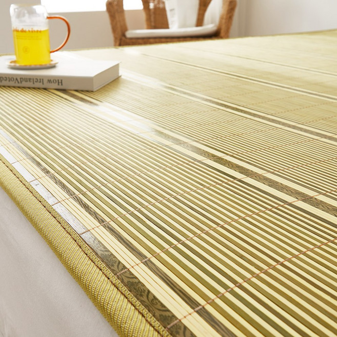 [17mm 국산] (주)한일생활과학 여름 대나무 카페트 쿨매트 왕골 돗자리 대자리 매트 러그 거실 침대 장판 자리_두꺼운 폭신한 튼튼한 시원한 냉감매트, 그린