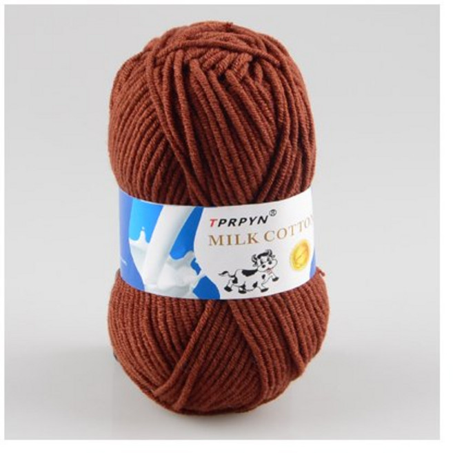 TPRPYN-밀크면 뜨개질용 크로셰 뜨개실 1 개 = 50g 95M 부드럽고 따뜻한 니트 라인 스레드 수제 바느질 카페트 매트 러그, 56 brown coffee, 1개