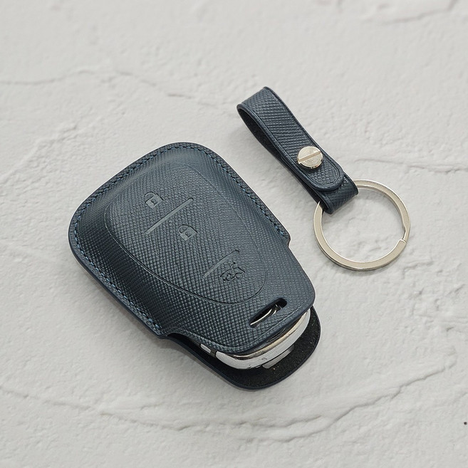 테일러카 쉐보레 호환 소가죽 차 키케이스 말리부 트랙스 스파크 크루즈, TC-1 (3버튼), 로열 네이비