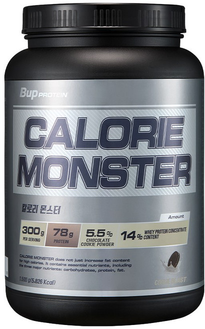 BUP 칼로리몬스터 쿠키블라스트맛 1.5kg 체중증가 게이너, 1개