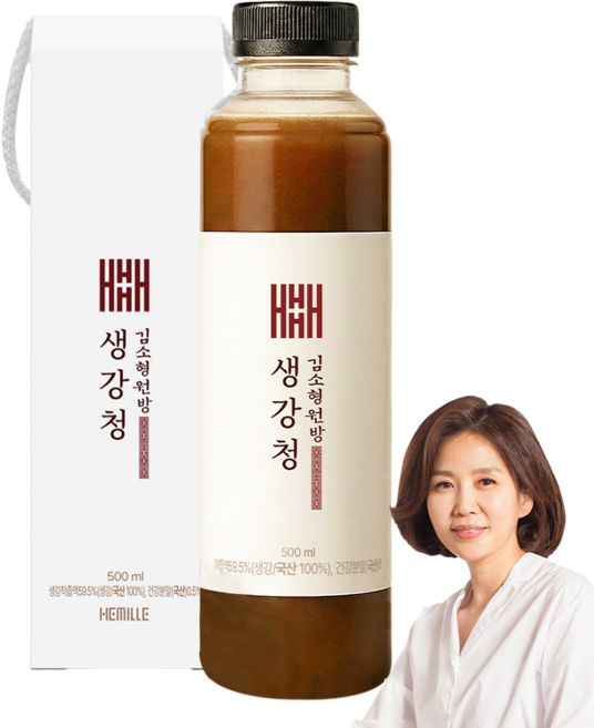 김소형원방 생강청 생강즙 국산 100% 물 한방울 넣지 않은 생강 약 1kg 착즙 원액 비정제원당, 1개입, 1개, 500ml