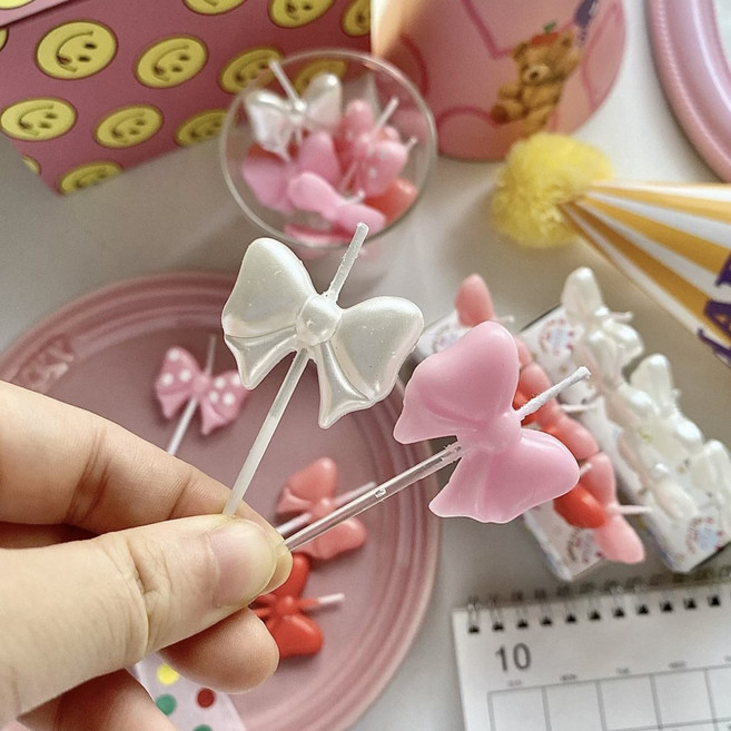 쁘아 생일초 리본초 레드, 15g, 1개, 핑크