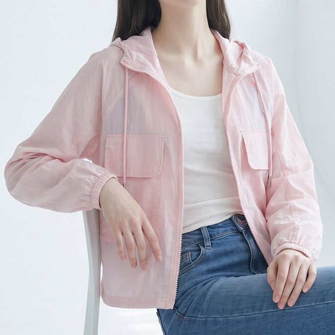 KARRA 여성 바람막이 초경량 얇은 후드 집업 점퍼