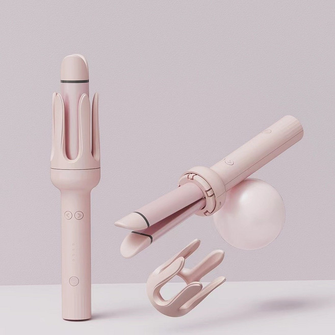 MILANDA 헤어 아이론 32mm 자동 고데기 오토 웨이브 봉고데기 셀프 헤어 컬링 4단계 온도, 1세트, 핑크색