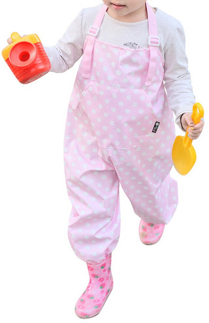 아동용 멜빵형 전신미술가운 / 오버롤 미술가운 / 갯벌체험옷 / 모래놀이바지 / 플레이웨어 / 어린이갯벌옷 / 여름용미술가운, 연핑크흰땡