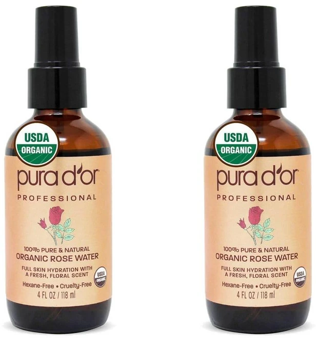 (미국직배) 퓨라도르 장미수 로즈워터 토너 스킨 118ml 2팩 PURA DOR PURA D'OR Organic Rosehip Seed Oil 100% Pure Cold Pres, 2개 - 쿠팡