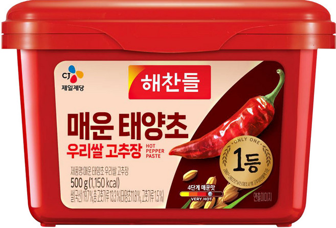 CJ제일제당 해찬들 100% 우리쌀 매운 태양초고추장, 500g, 1개