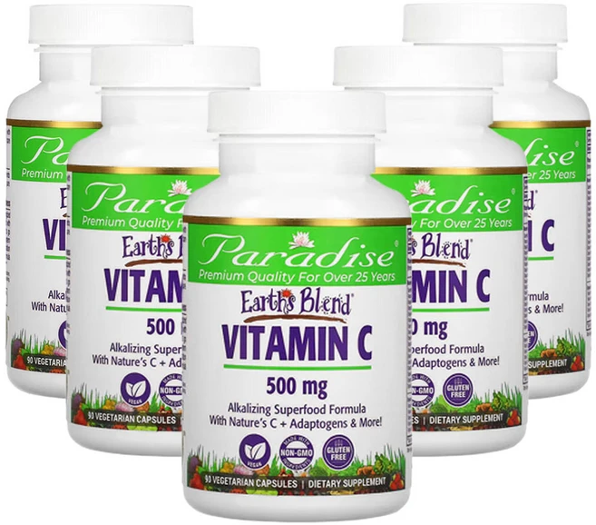 파라다이스허브 어쓰블렌드 비타민C 500mg 베지 캡슐 90정, 5개 - 쿠팡