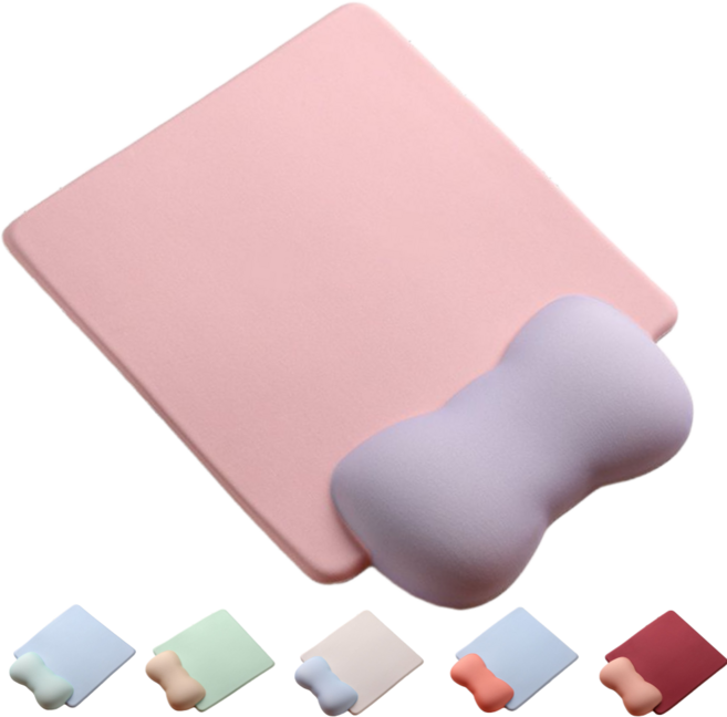 프라홈 네모 리본 실리콘 마우스 손목 보호 받침대 팜레스트 쿠션, 핑크 퍼플, 1개