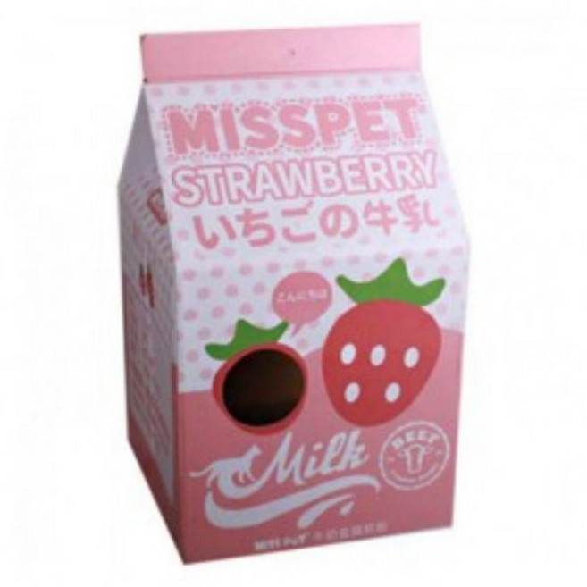 미스펫 우유팩 하우스 스크레쳐 핑크딸기 (MKP04), 본상품선택, 1개